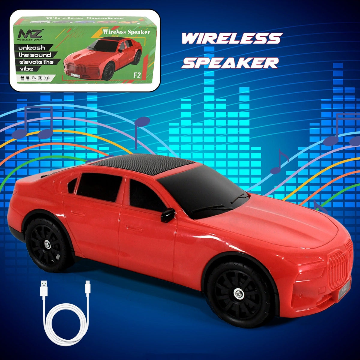 Wireless Bluetooth Speaker Portable Car Shape Music Speaker Support Bluetooth, TF Card, USB, Fm Radio Function Unique Shape Car Speaker - jugaad.shop