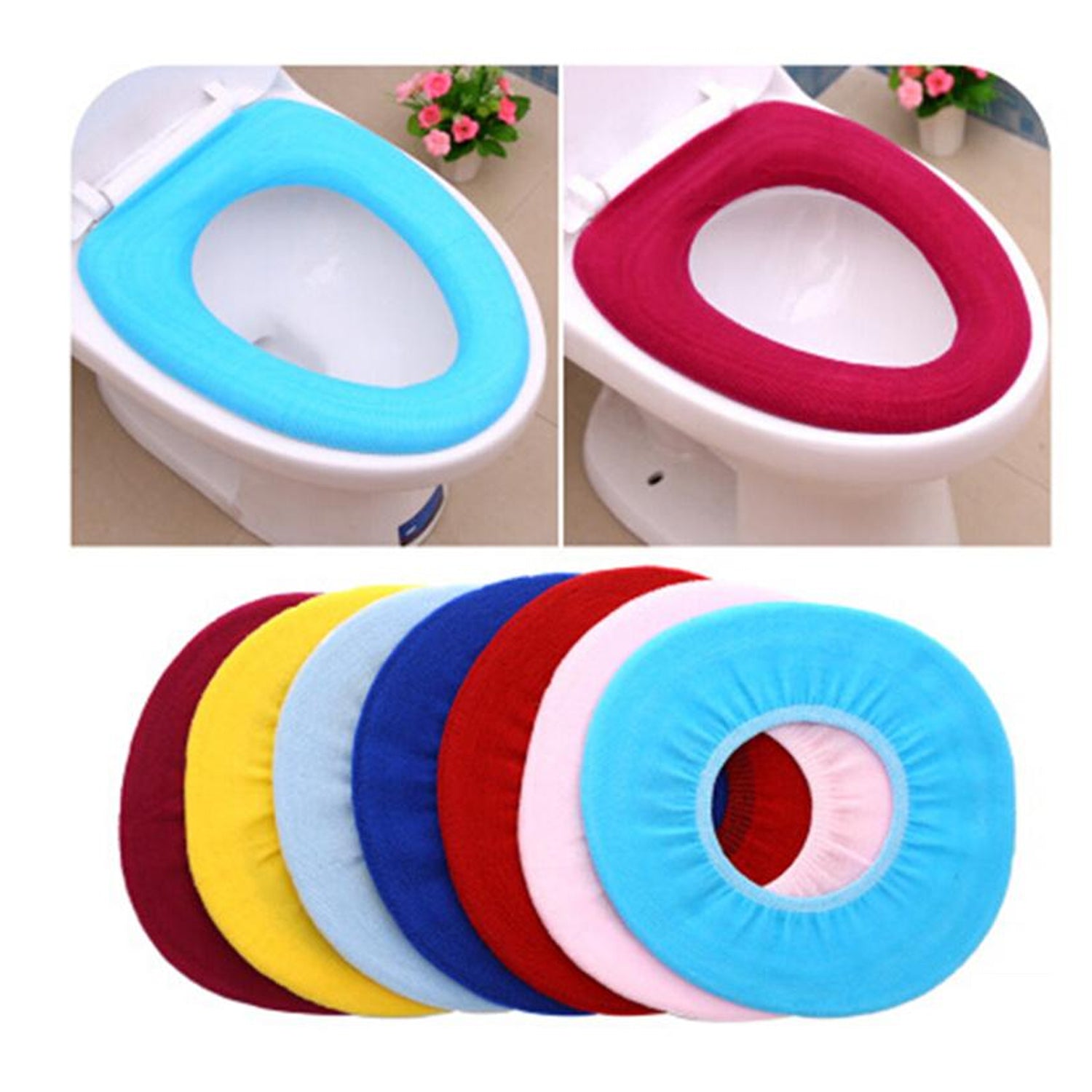 Bathroom Soft Thicker Warmer Stretchable Washable Cloth Toilet Seat Cover Pads (1pc) - jugaad.shop