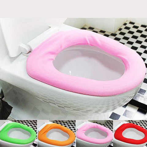 Bathroom Soft Thicker Warmer Stretchable Washable Cloth Toilet Seat Cover Pads (1pc) - jugaad.shop