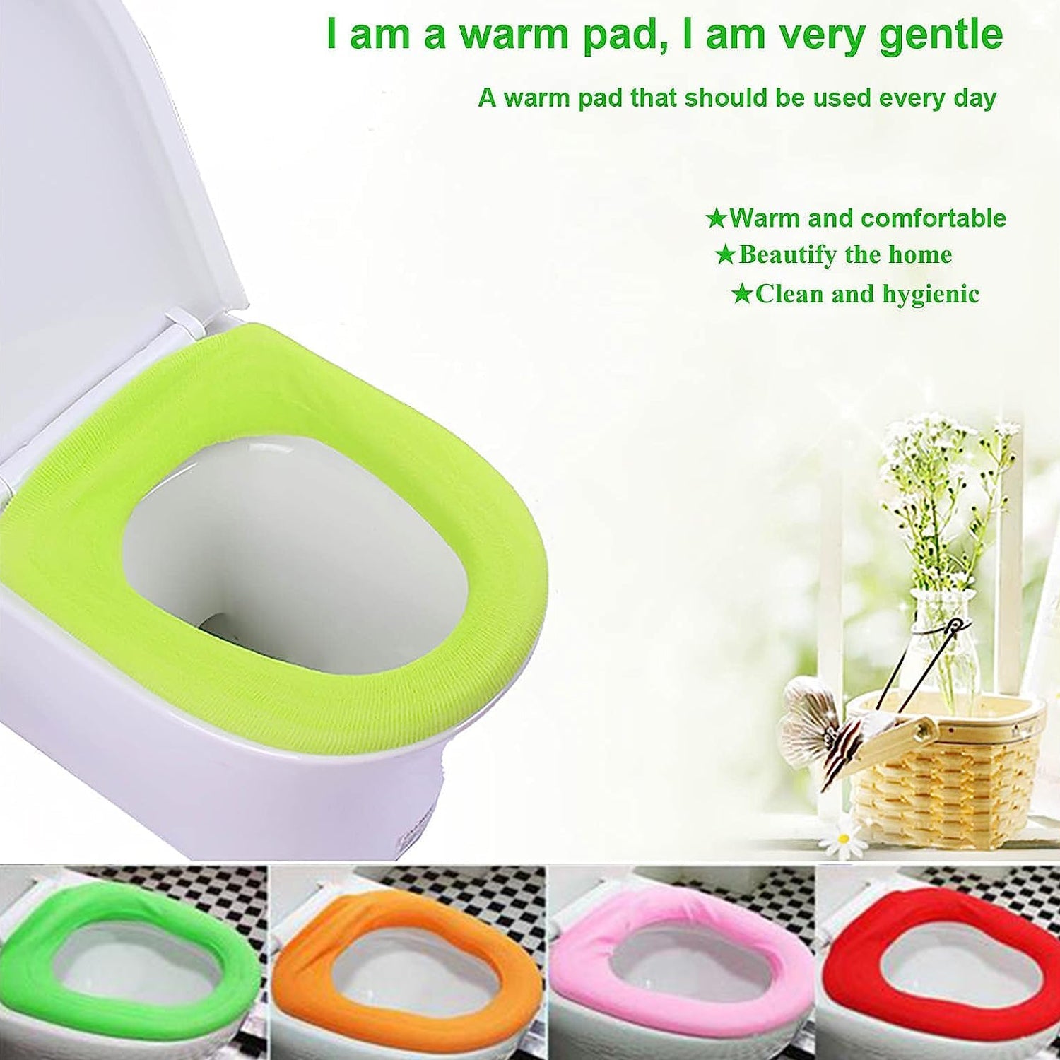 Bathroom Soft Thicker Warmer Stretchable Washable Cloth Toilet Seat Cover Pads (1pc) - jugaad.shop