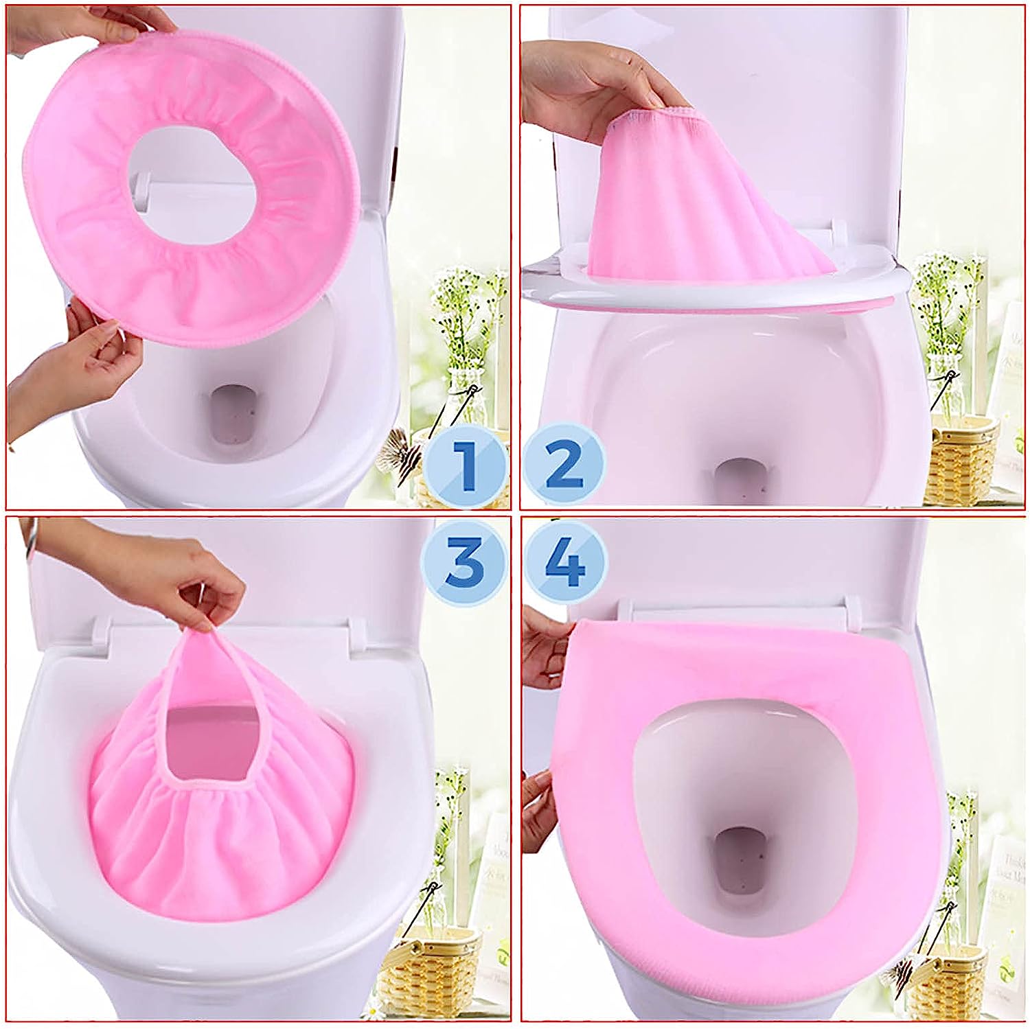 Bathroom Soft Thicker Warmer Stretchable Washable Cloth Toilet Seat Cover Pads (1pc) - jugaad.shop