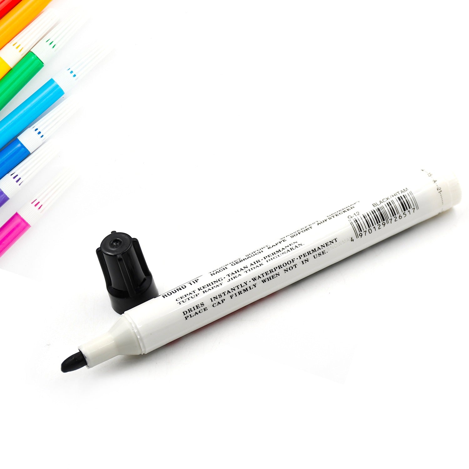 Black permanent markers, pack of 12 for various uses