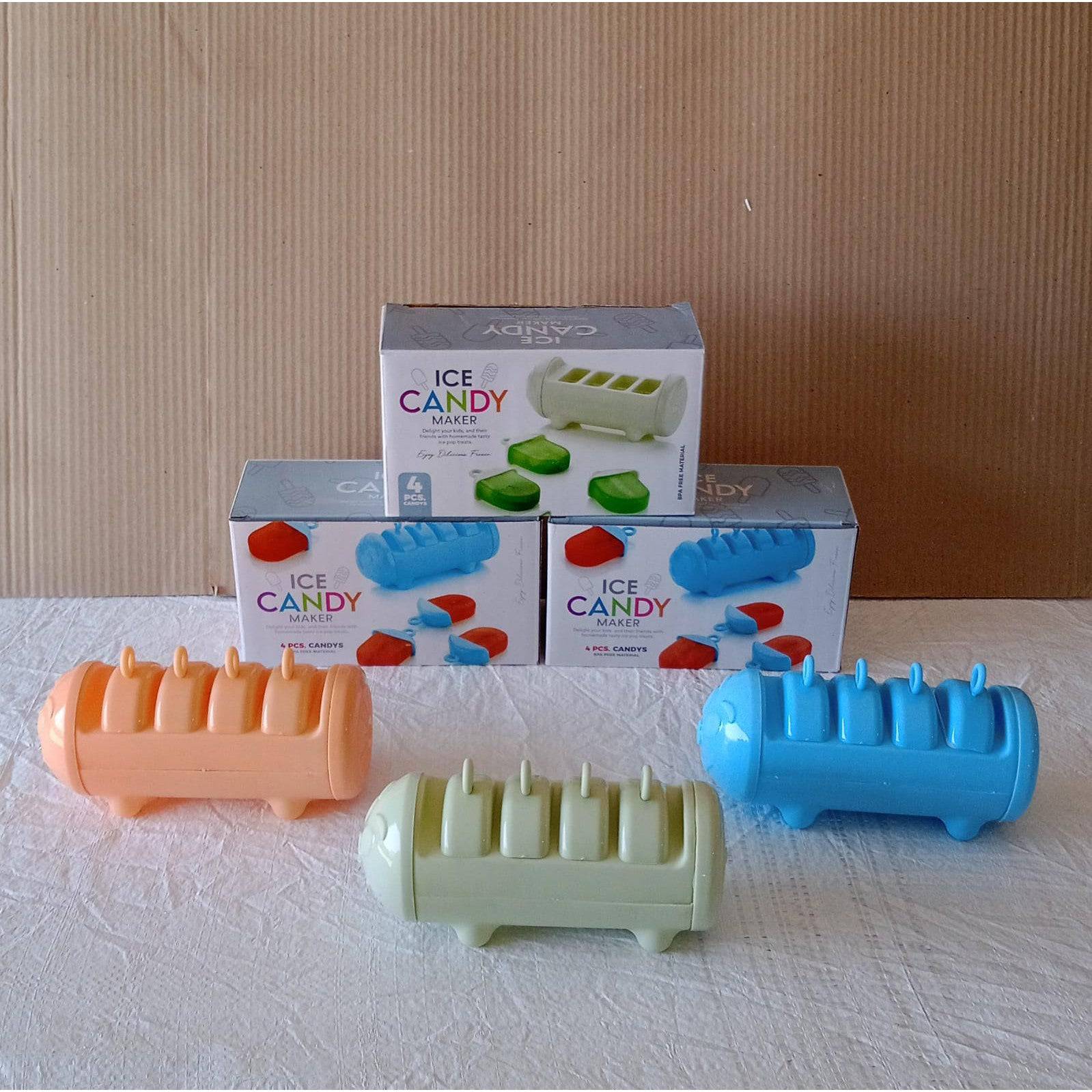 CARTOON SHAPE MOLD ICE CANDY, POPSICLE MOLD ICE, PLASTIC ICE CANDY MAKER KULFI MAKER MOLDS SET WITH 4 CUPS (1 PC / MULTICOLOR) - jugaad.shop