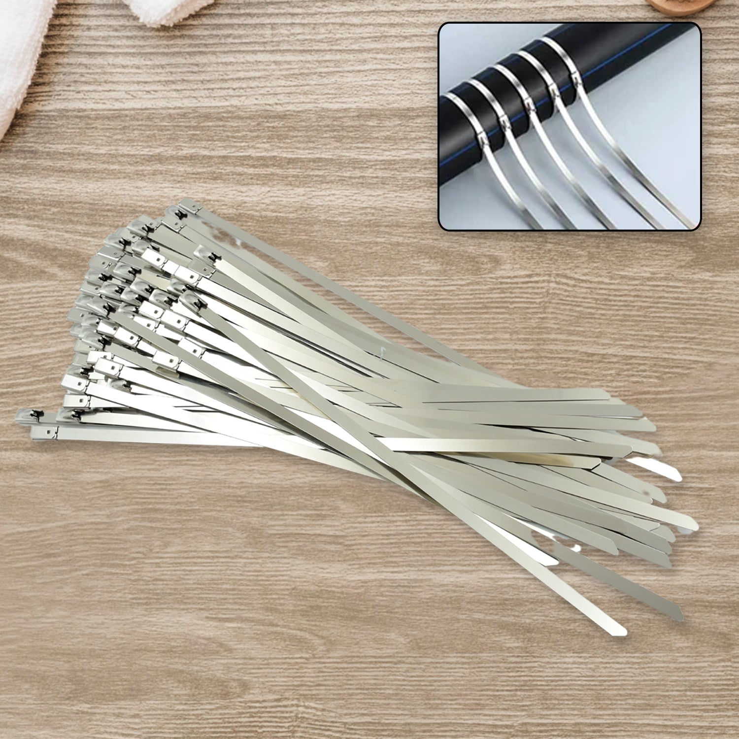 Stainless Steel Cable TIE Used for Solar, Industrial and Home Improvement Multipurpose HIGH Strength, Self-Locking Zip Ties, Multi-purpose Tie, Portable Rustproof 100Pcs Wide Application Zip Tie Set for Building (100 pcs Set / 4.6x200MM) - jugaad.shop