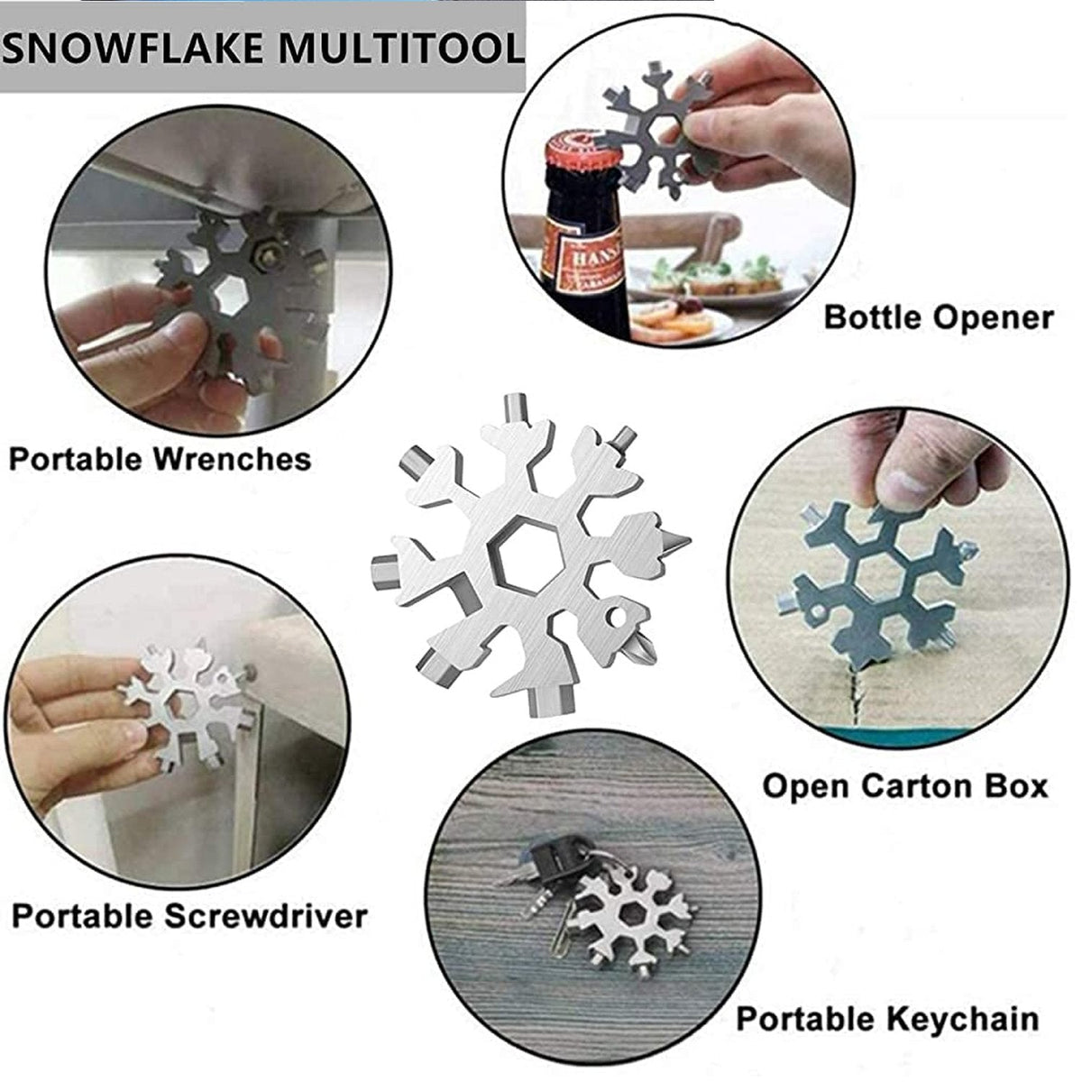 Durable & Portable 18 in 1 Snowflake Multi-Tool, Snowflake Bottle Opener Flat Phillips Screwdriver Kit Wrench - jugaad.shop