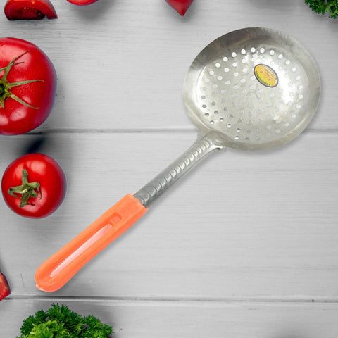 Colander Spoon, Non Slip Hand Polished Thickened Hot Pot Spoon for Kitchen for Restaurant, Stainless Steel Cooking Colander Skimmer Slotted Spoon Kitchen Strainer Ladle with Long Handle for Kitchen Cooking Baking (35 Cm) - jugaad.shop