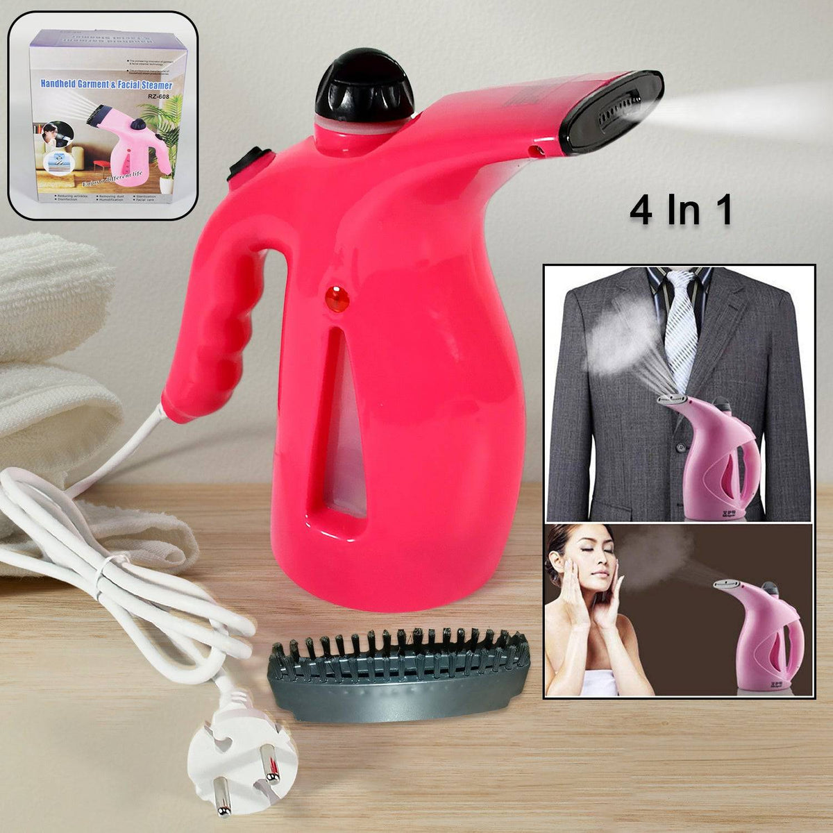 Portable 4 in 1 Handheld Garment Steamer & Facial Steamer Electric Iron Steam Portable Handy Vapor Steamer - jugaad.shop