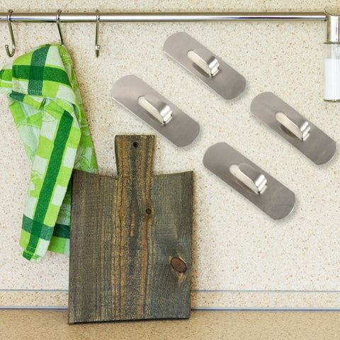 Self- Adhesive Hooks, Heavy Duty Wall Hooks Hangers Stainless Steel Waterproof Sticky Hooks for Hanging Robe Coat Towel Kitchen Bathroom and. - jugaad.shop