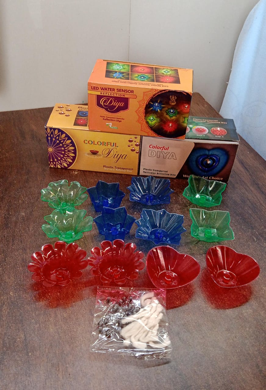 Magical Reflection Diya Set with 6 Attractive Design Cup Set Of 12 Pieces - jugaad.shop