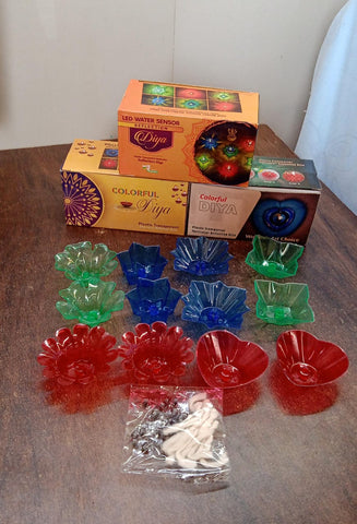 Magical Reflection Diya Set with 6 Attractive Design Cup Set Of 12 Pieces - jugaad.shop