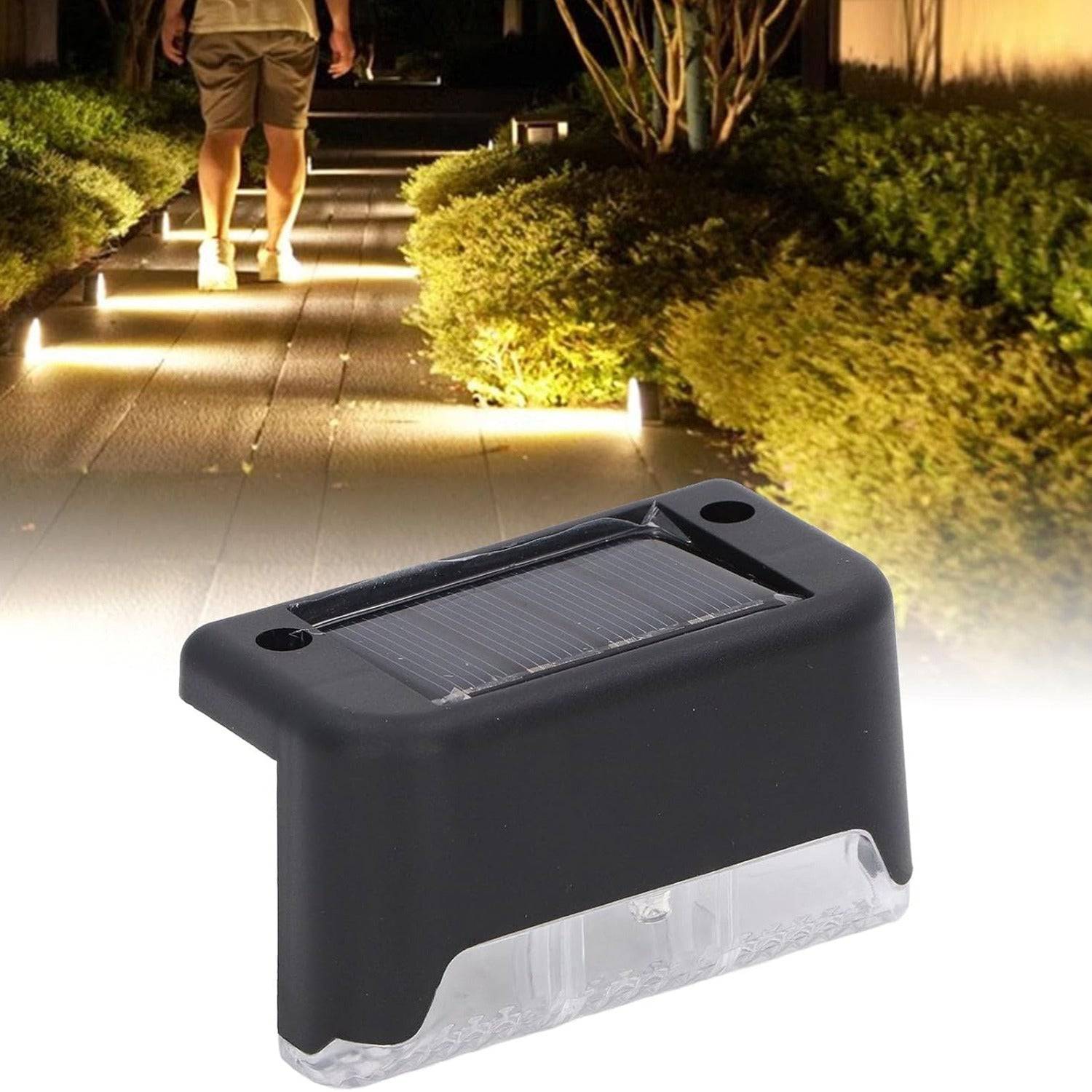 Solar Decorative Lights, Waterproof Durable Garden Atmosphere Lights Stair Lights Railing Lights Step Steps Lights for Outdoor Patio Courtyard Stair Step Fence Patio Stairs,Yard, Garden Pathway ( 4 Pc Set) - jugaad.shop