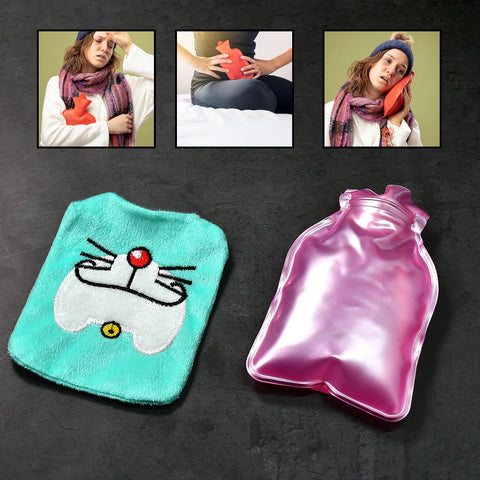 Doremon Cartoon Small Hot Water Bag with Cover for Pain Relief - jugaad.shop