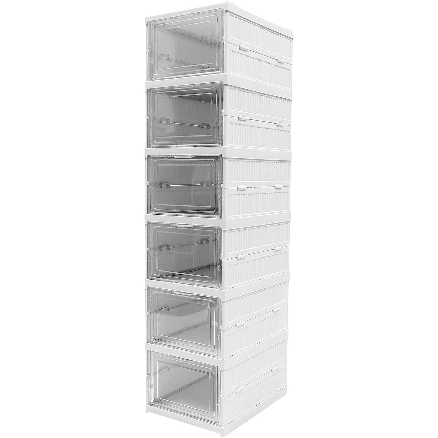 Stackable Multifunctional Storage, for Clothes Foldable Drawer Shelf Basket Utility Cart Rack Storage Organizer Cart for Kitchen, Pantry Closet, Bedroom, Bathroom, Laundry (6 Layer / 1 Pc) - jugaad.shop