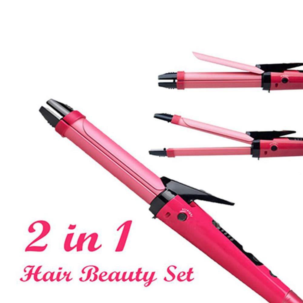 Hair straightener and curler, 2-in-1 device.