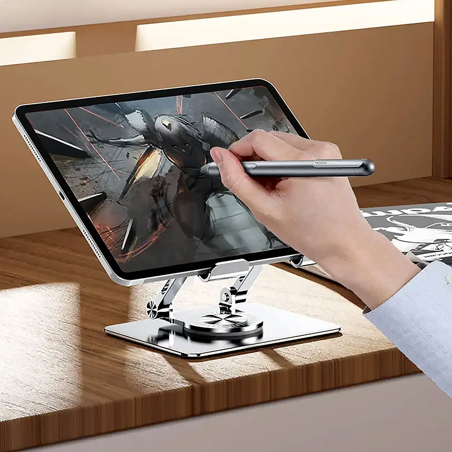 Aluminum Alloy 360°Rotating Bracket, Adjustable Tablet Stand, Portable Foldable Ergonomic Tablet Support - jugaad.shop