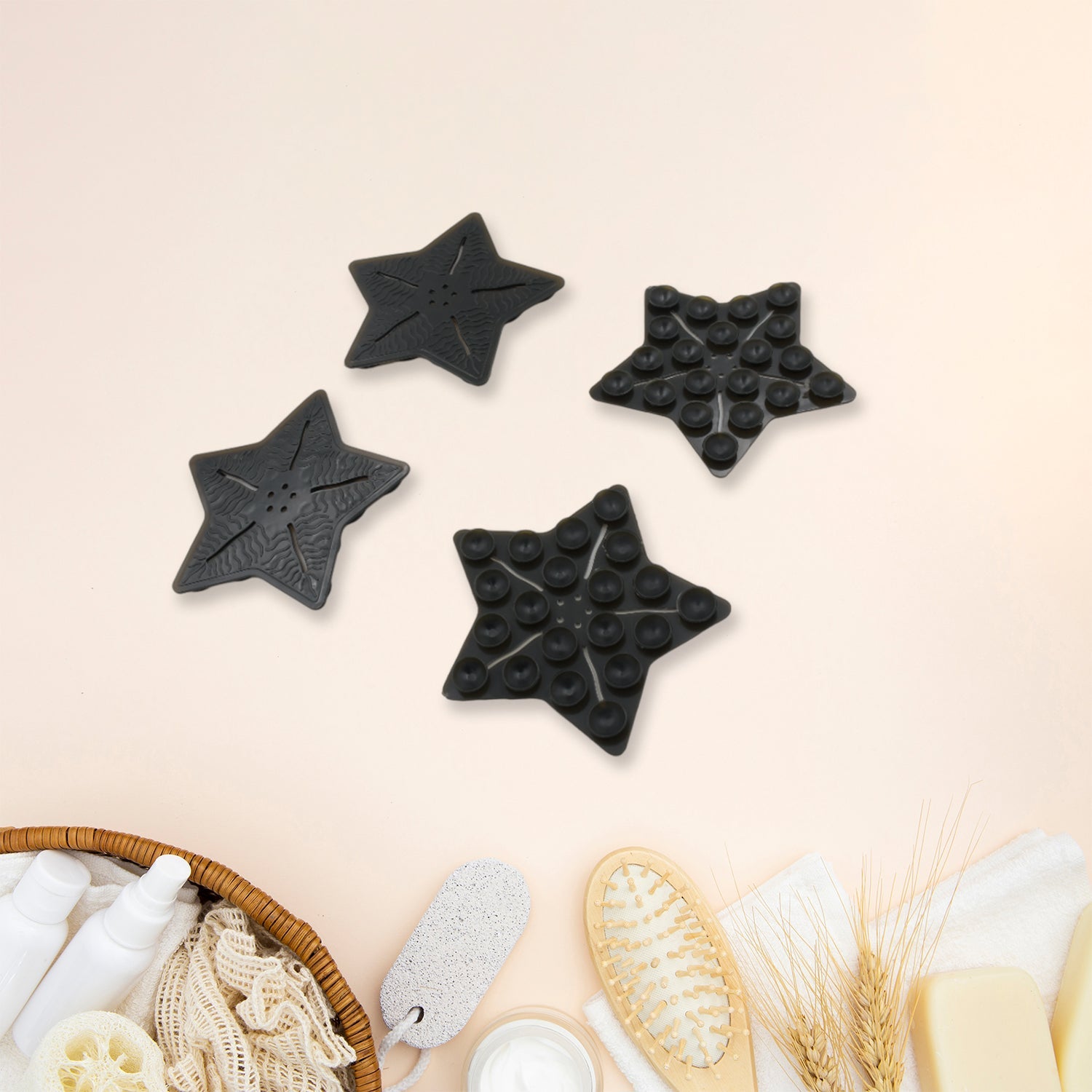 Mini  Pvc Anti-Slip Bat Mat Non Slip Baby Bath Mats, Mini Child Safety Anti Slip Shower Mats Star Shaped for Kids (4 pc Set) - jugaad.shop