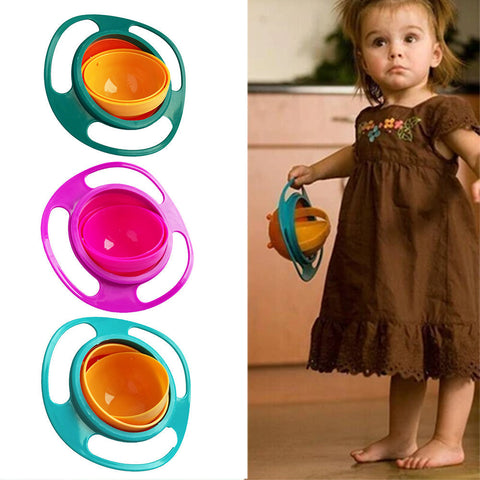 360-degree rotating toddler bowl with spill-proof design, ideal for on-the-go feeding.