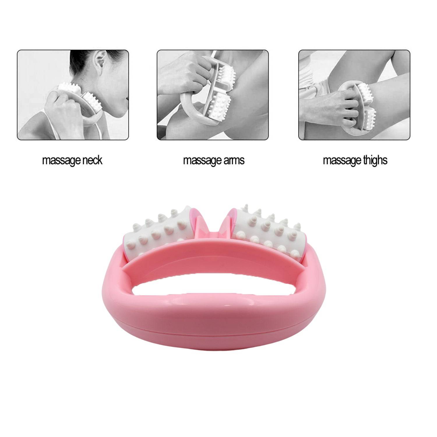 Manual Round Handle Plastic 2 Rollers Massage Roller Cellulite Roller for Legs, Arms, Back, Muscle Pain Relief and Muscle Relaxation - jugaad.shop