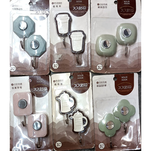 Multipurpose Wall Hooks: Strong & Self-Adhesive for Bathroom, Kitchen, Office ( Mix Design ) - jugaad.shop