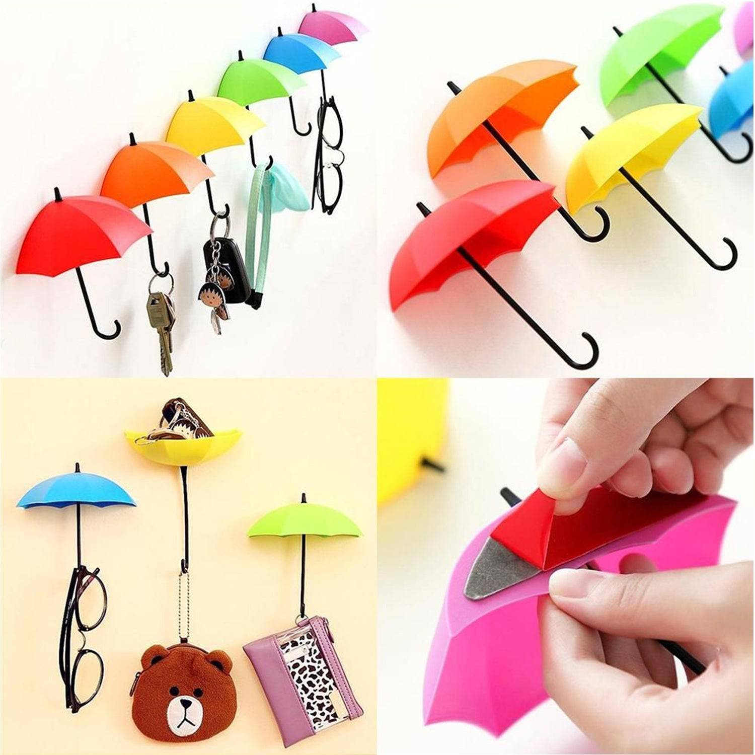 Multipurpose Umbrella Key Hat Holder Wall Hanging Hook Multicolor - jugaad.shop