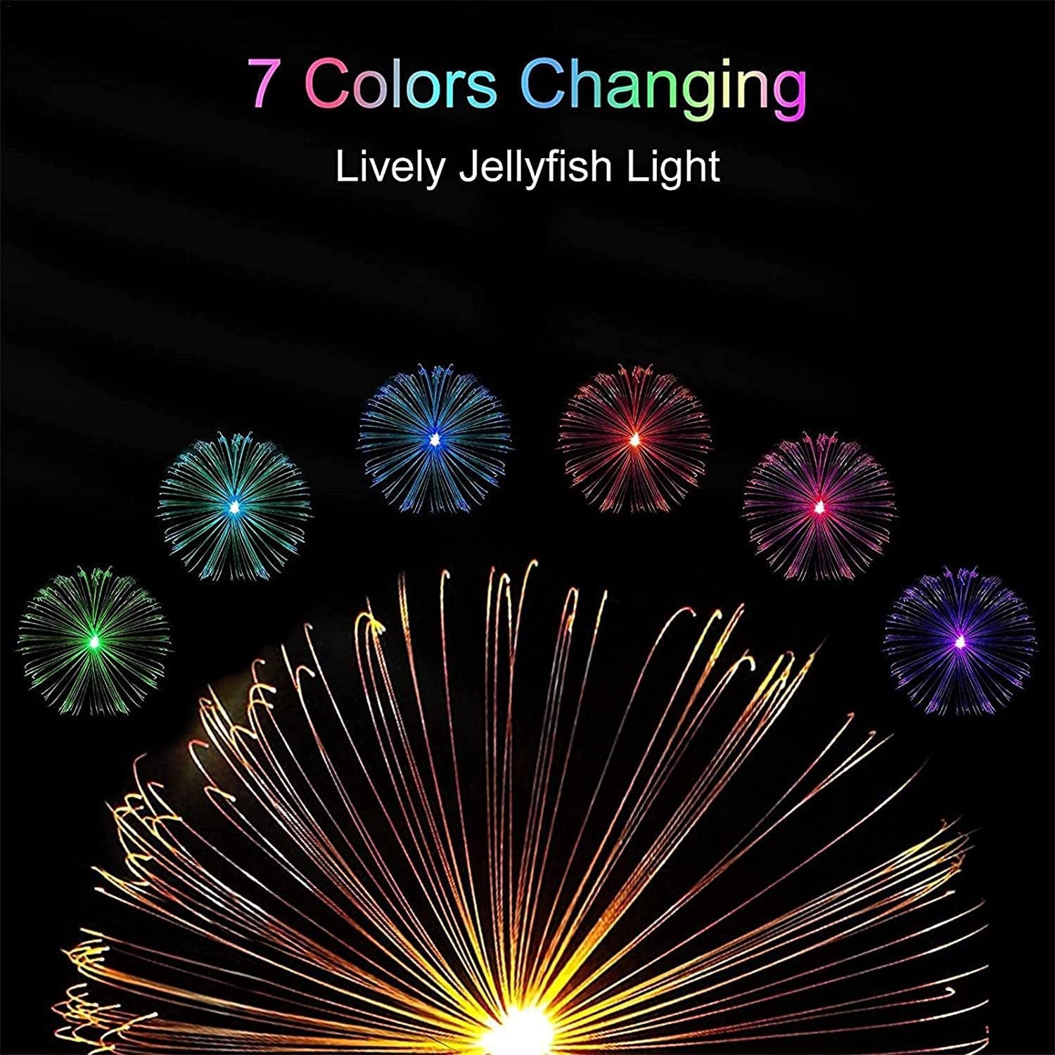 2pcs Garden Solar Outdoor Lights Decorative , 7 Colors Changing RGB Light Waterproof Flower Jellyfish Firework Decor for Garden Patio Landscape Pathway Yard Holiday Decor-jugaad.shop