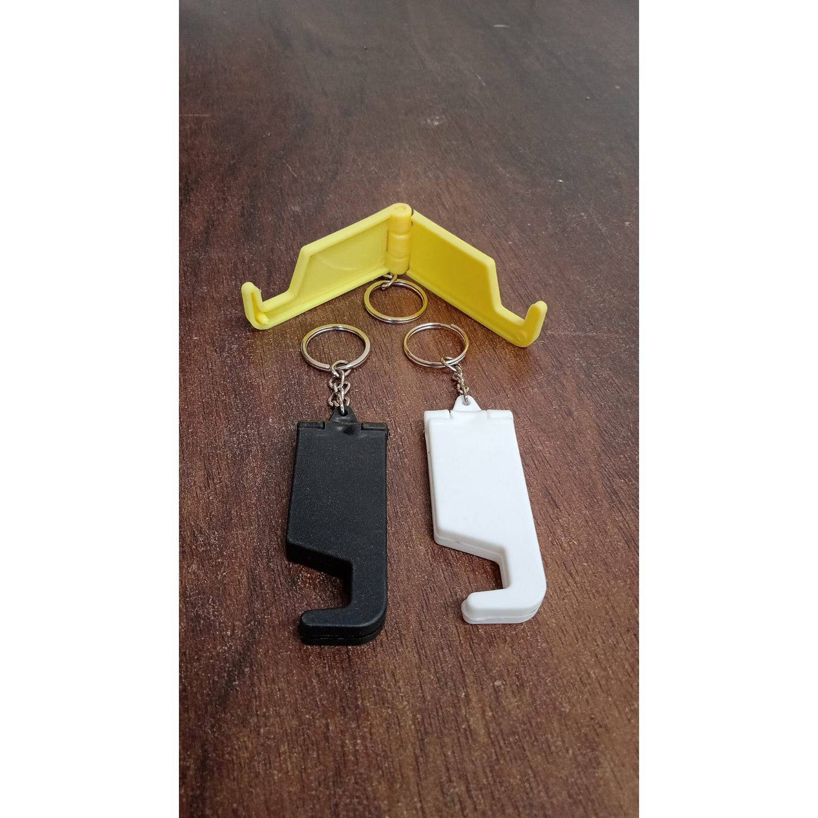 2 in 1 Plastic Keychain with Mobile Stand / Phone Holder (1 Pc / Multicolor) - jugaad.shop