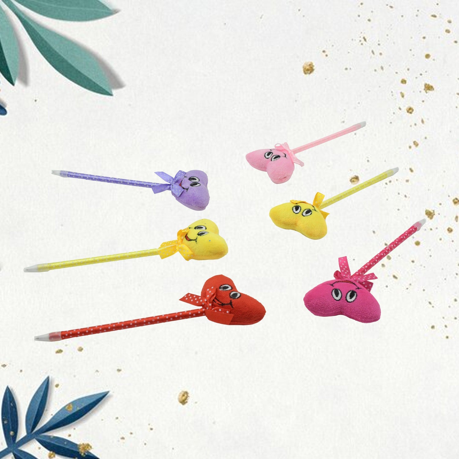 Cute Cartoon Shape & Heart Design Facy Writting Pen Attached Rattle | Ball Pen Smooth Writing For Wedding , Events & Multiuse Pen  Best Pen l Use for Kids (12 Pcs Set Mix Design & Color) - jugaad.shop