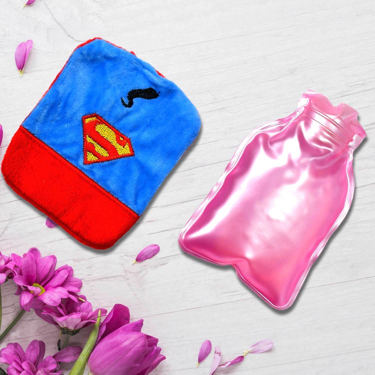 Superman Print Small Hot Water Bag with Cover for Pain Relief - jugaad.shop