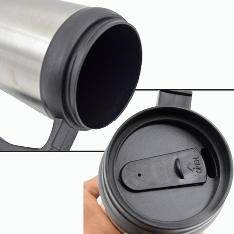 Stainless Steel Vacuum Glass Insulated Glass Coffee Cups (With Lid & Handle / 1 pc) - jugaad.shop