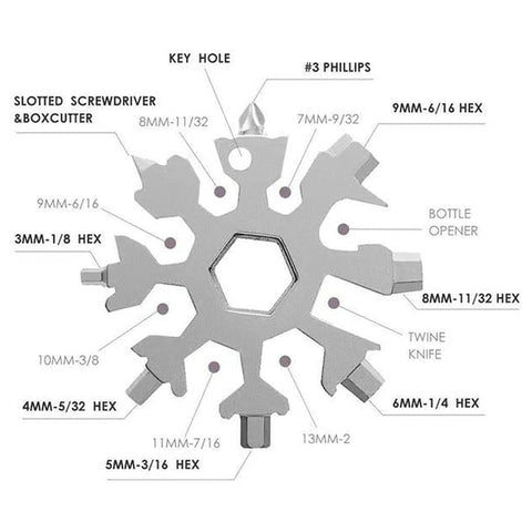 Durable & Portable 18 in 1 Snowflake Multi-Tool, Snowflake Bottle Opener Flat Phillips Screwdriver Kit Wrench - jugaad.shop