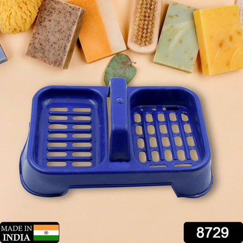 2in1 Plastic Soap Case / Soap Dish / Soap Stand, 2 Section Plastic Soap Case Soap Holder Soap Dish For Bathroom Kitchen Sink (1 Pc / Multicolor ) - jugaad.shop