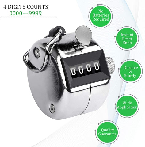 Manual tally counter with four-digit counter display