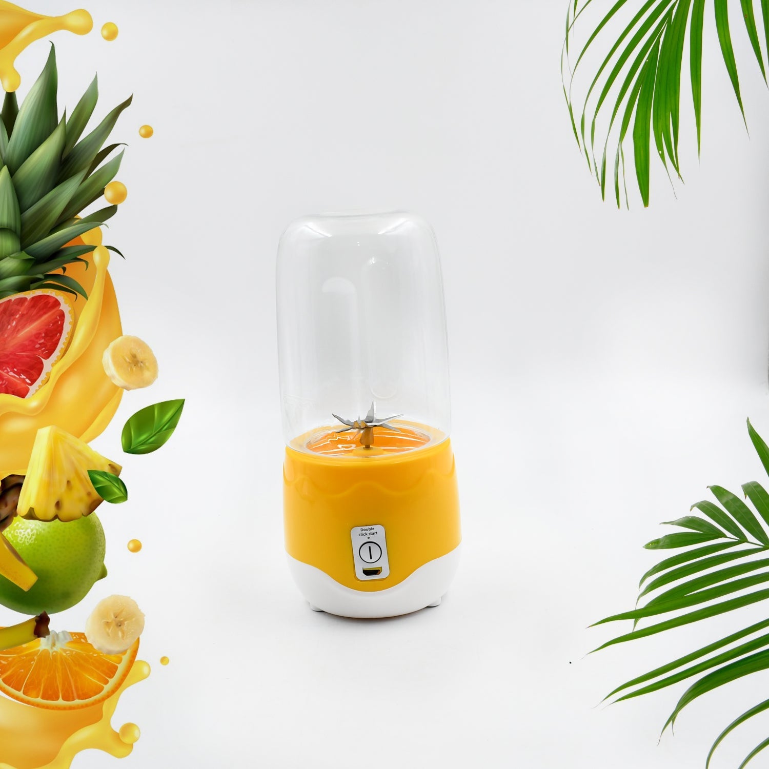 Portable Electric USB Juice Maker 6 blade Blender Grinder Mixer Personal Size, USB Rechargeable Mini Juicer for Smoothies and Shakes with Juicer Cup - 400ml - jugaad.shop