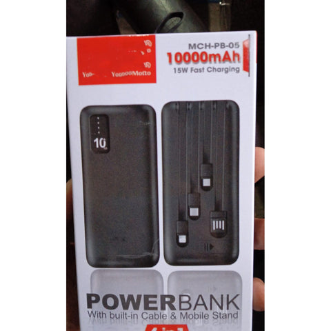 10000mAh, 12W Fast Charging Power Bank with built 4 in 1 USB with Mobile Holder (1 Pc) - jugaad.shop