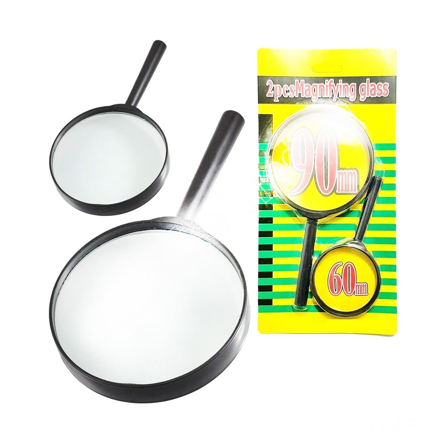 Magnifying glass Lens - reading aid made of glass - real glass magnifying glass that can be used on both sides - glass breakage-proof magnifying glass, Protect Eyes, 90mm & 60mm (2pc Set) - jugaad.shop