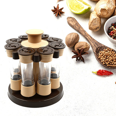 Revolving Spice Rack, 8 Spice jars with 120 ml, Condiment Set - jugaad.shop