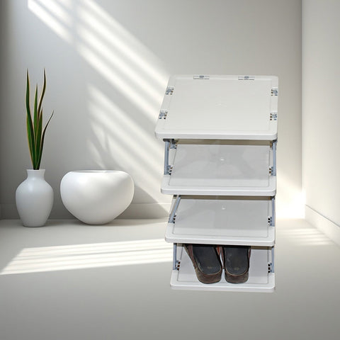 Foldable Shoe Rack (1 Pc, 4 Layers): Space-Saving, Entryway Storage - jugaad.shop