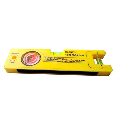 8-inch Magnetic Torpedo Level with 1 Direction Pin, 2 Vials and 360 Degree View - jugaad.shop