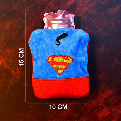 Superman Print Small Hot Water Bag with Cover for Pain Relief - jugaad.shop