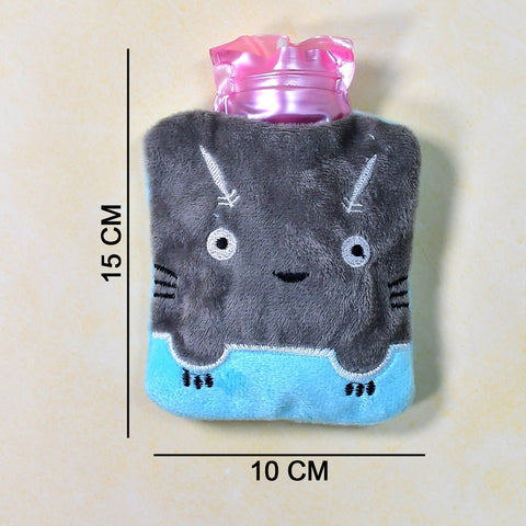 Grey Cat Print Small Hot Water Bag with Cover for Pain Relief - jugaad.shop