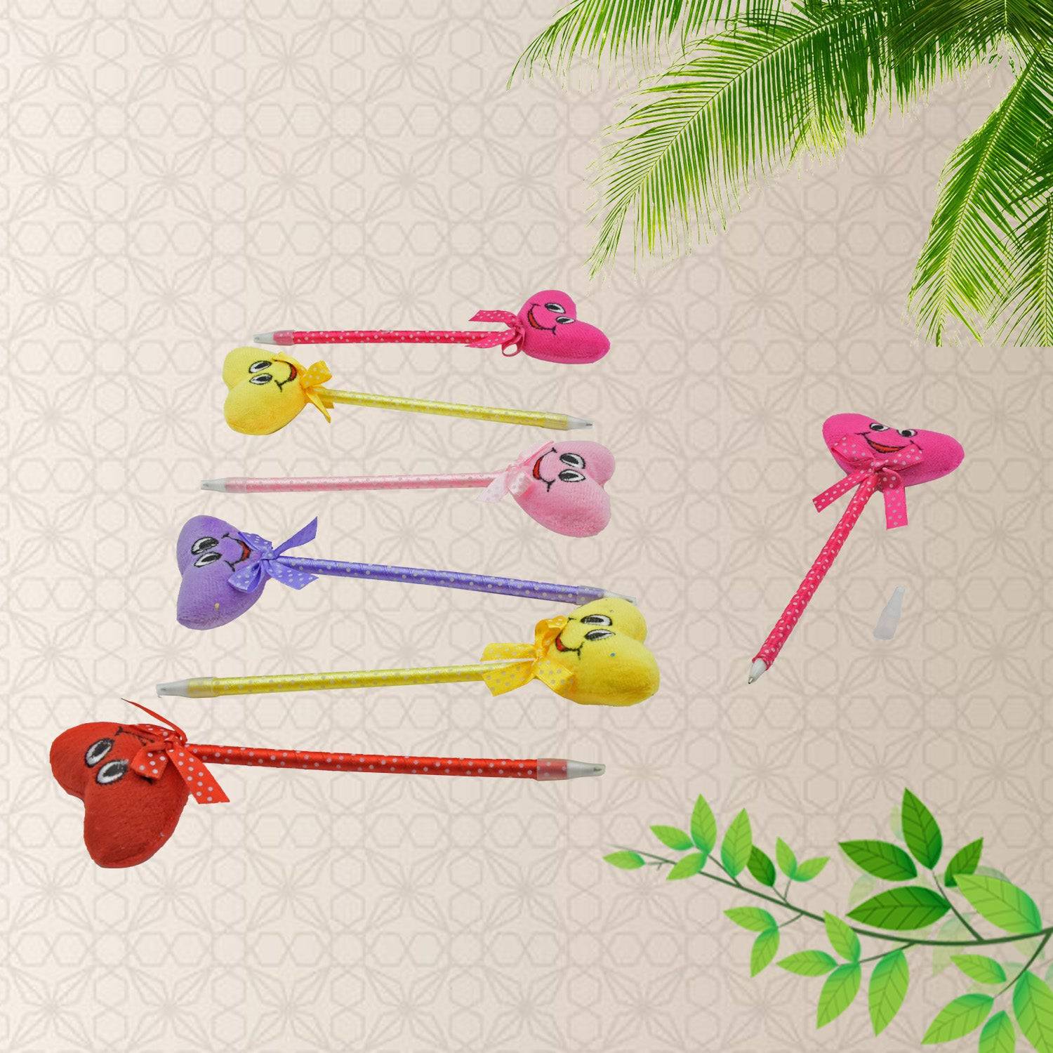 Cute Cartoon Shape & Heart Design Facy Writting Pen Attached Rattle | Ball Pen Smooth Writing For Wedding , Events & Multiuse Pen  Best Pen l Use for Kids (12 Pcs Set Mix Design & Color) - jugaad.shop