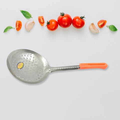 Colander Spoon, Non Slip Hand Polished Thickened Hot Pot Spoon for Kitchen for Restaurant, Stainless Steel Cooking Colander Skimmer Slotted Spoon Kitchen Strainer Ladle with Long Handle for Kitchen Cooking Baking (35 Cm) - jugaad.shop