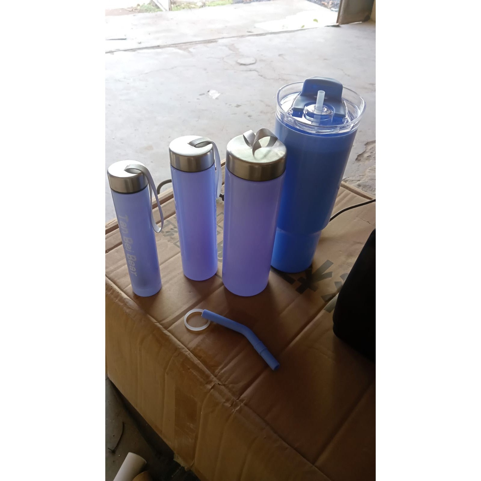 Plastic Water Bottle 3 Different Size Bottle & 1 pc Tumbler With Straw (4 Pc Set) - jugaad.shop