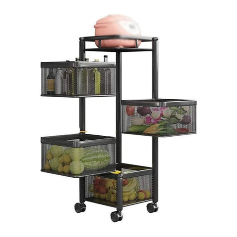 Metal High Quality Kitchen Trolley Kitchen Organizer Items and Kitchen Accessories Items for Kitchen Rack Square Design for Fruits & Vegetable Onion Storage Kitchen Trolley with Wheels (4 Layer) - jugaad.shop