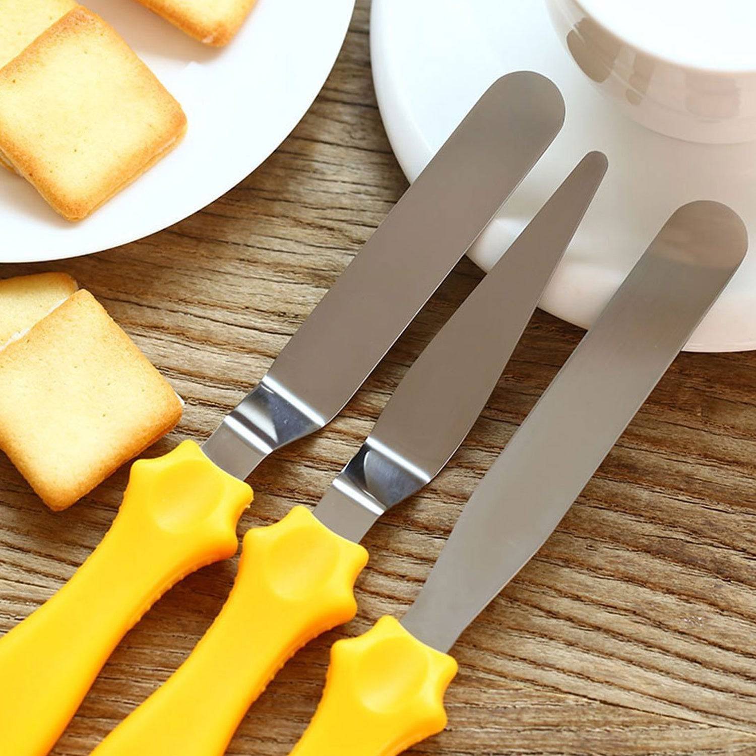 MULTI-FUNCTION STAINLESS STEEL CAKE ICING SPATULA FLAT ANGULAR TRIANGLE PALLET KNIFE SET - jugaad.shop