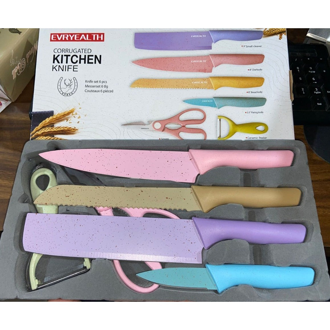 Corrugated 6Pc Kitchen Knife Set Professional Box Knife Set 6 Piece Forged Kitchen Knives with Box. - jugaad.shop