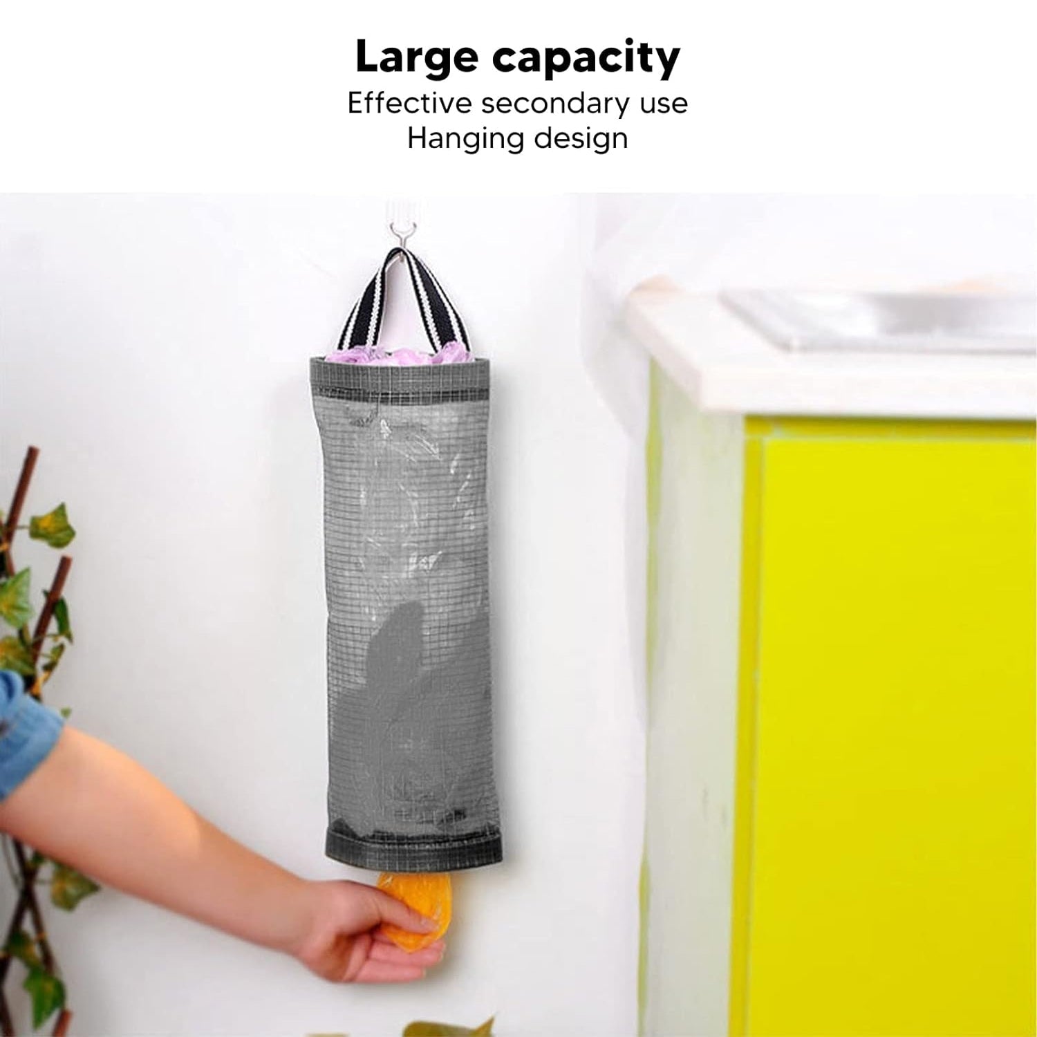 Hanging Waste Bag Holder, Garbage Bag Storage Bag, Widening Handle Hanging Sturdy for Store Garbage Bags Home Store Debris Kitchen, Bedroom Large Capacity for Restaurant (1 Pc) - jugaad.shop