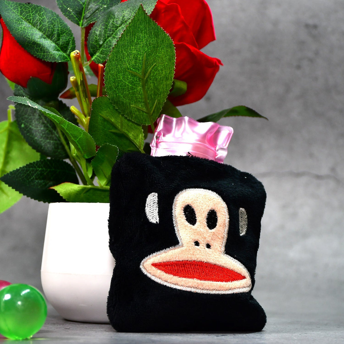 Black Monkey Small Hot Water Bag with Cover for Pain Relief - jugaad.shop