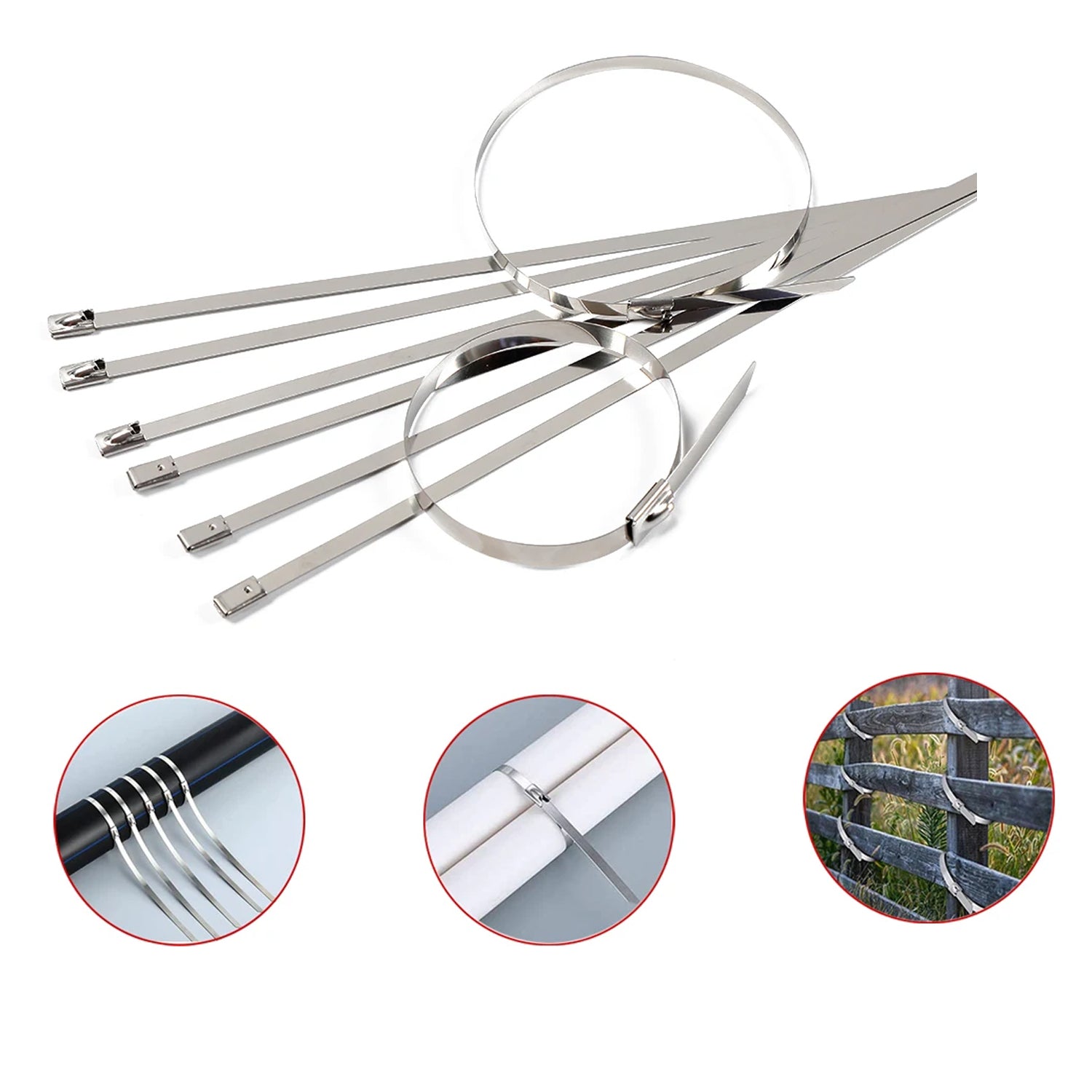 Stainless Steel Cable TIE Used for Solar, Industrial and Home Improvement Multipurpose HIGH Strength, Self-Locking Zip Ties, Multi-purpose Tie, Portable Rustproof 100Pcs Wide Application Zip Tie Set for Building (100 pcs Set / 4.6x200MM) - jugaad.shop