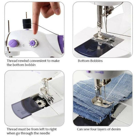 Compact hand-held sewing machine for stitching